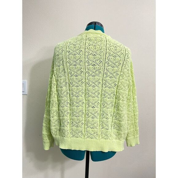 Mango MGO Openwork Knit Cardigan Yellow Winter Boho Urban V Neck Plus Size 3X - Picture 7 of 13
